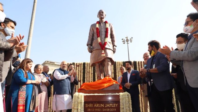 Statue of late Arun Jaitley unveiled at DDCA premises by home minister Amit Shah Statue of late Arun Jaitley unveiled at DDCA premises by home minister Amit Shah