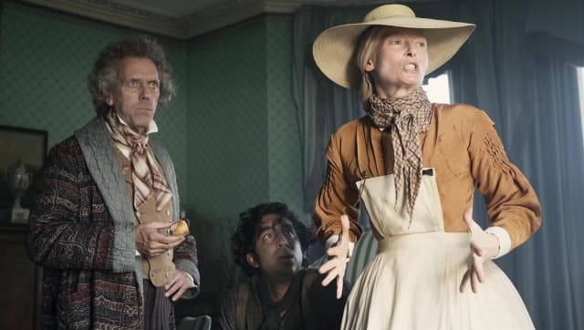 Hugh Laurie as Mr. Dick and Tilda Swinton as Betsey Trotwood