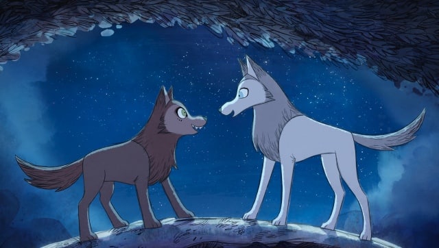 Mebh and Robyn in their wolf avatars