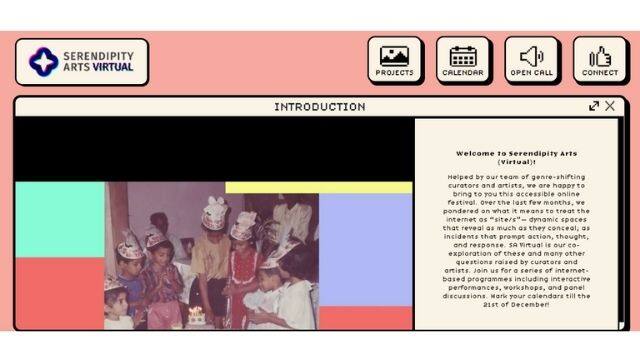 Screenshot of Serendipity Arts {Virtual}'s website