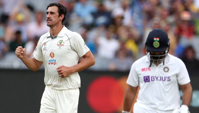 Left arm speedster Mitchell Starc led Australia’s bowling, snaring four wickets in the match. Meanwhile, both Cummins and Nathan Lyon picked up three wickets each. AP 