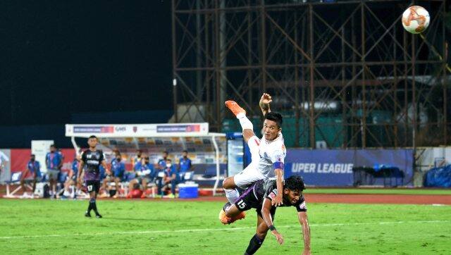 Sunil Chhetri is the only Indian player ever to score 10 or more goals in a single season of ISL. Image: Twitter/@bengalurufc
