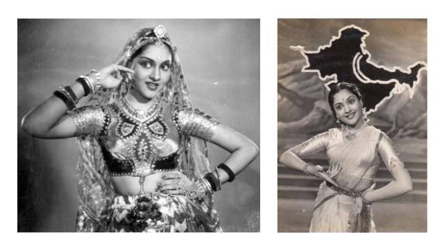 (Right) Vyjayanthimala in her debut film, Vazhkai (AV Meiyappan, MV Raman, 1949) | (Left) Vyjayanthimala in Penn (MVRaman, 1953)