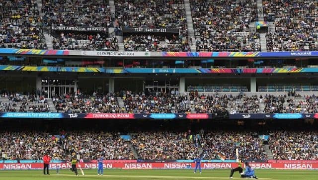 Australia’s Meg Lanning bats during the Twenty20 Women’s World Cup final against India in Melbourne on 8 March, 2020 as over 80,000 fans watch on. AFP