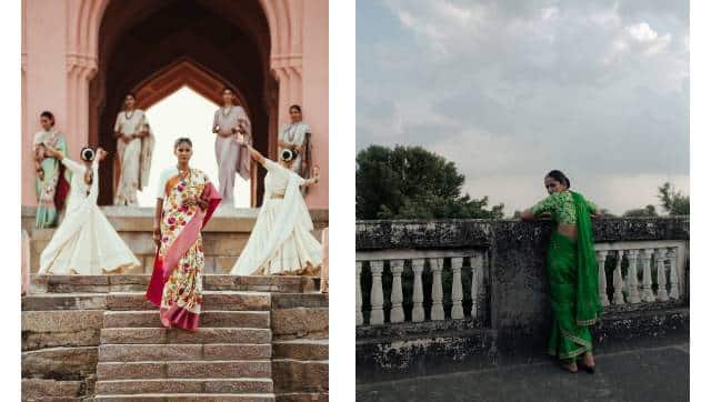 Looks from the virtual Lakme Fashion Week 2020 collections of (L) Gaurang, (R) Raw Mango