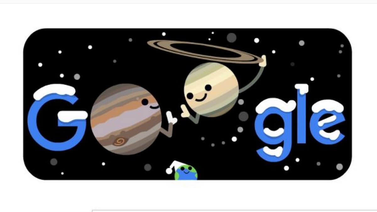 Today's Google Doodle celebrates 'The Great Conjunction' of Jupiter and Saturn and 'Winter 2020'