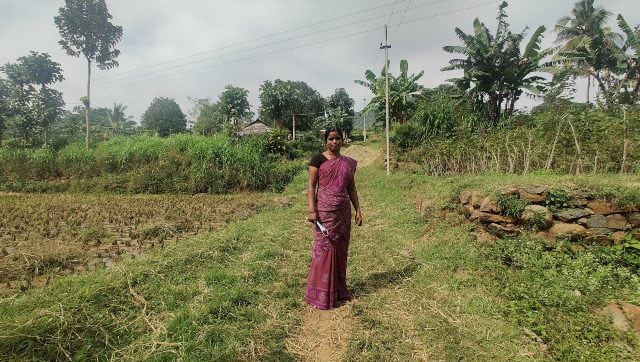 2.Vijayakumari photographed in front of her home, adjacent to her fields. Greeshma Kuthar/Firstpost