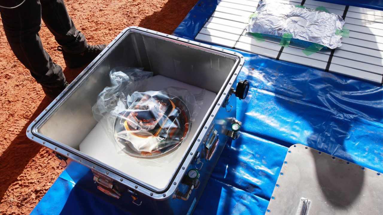 The sample capsule after it was recovered. Image credit: twitter/JAXA