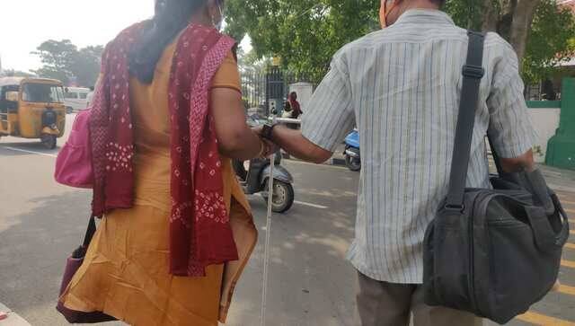 Renuka Devi requires assistance at several points during her commute to work. Greeshma Kuthar/Firstpost 