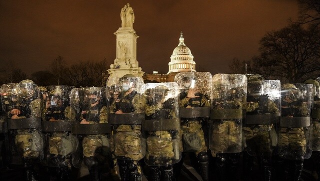 Authorities eventually regained control, as night fell, and Congress resumed its process of confirming Biden's Electoral College win. The Pentagon said about 1,100 District of Columbia National Guard members were being mobilised to help support law enforcement at the Capitol. Image courtesy: AP Authorities eventually regained control, as night fell, and Congress resumed its process of confirming Biden's Electoral College win. The Pentagon said about 1,100 District of Columbia National Guard members were being mobilised to help support law enforcement at the Capitol. Image courtesy: AP