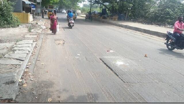 Road milling underway in Perambur. 