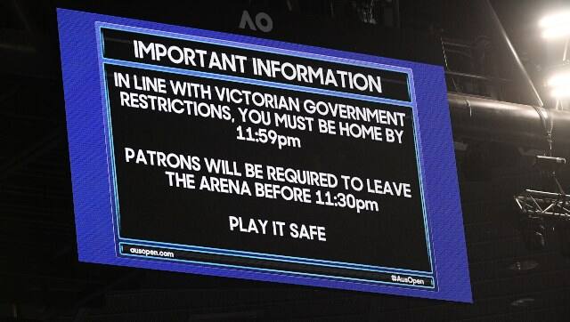 The Novak Djokovic-Taylor Fritz third round match was suspended for several minutes to empty the Rod Laver Arena due to COVID-19 curfew in Melbourne. AP
