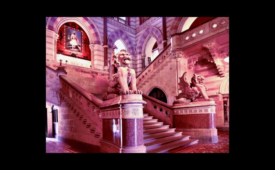 Gothoskar says that through this walk, one realises what is the Indian contribution in an otherwise European-style building: From Indian craftsmen, contractors coming on board in this project to Indian architectural styles incorporated into the design, to how with the Indian Independence movement many Indians got a say in the administration. All these things form a very cohesive narrative about the building and the city. Inside the building, there are busts of several people who had contributed to the development of the city and the country. "When you look at the plaque you realise that the building was built in Rs 60,000 less than what was planned; it was estimated that around Rs 12 lakhs would be spent in the construction of the building, but it got done is something slightly more than Rs 11 lakhs," informs Gothoskar. Photograph courtesy of the BMC. Gothoskar says that through this walk, one realises what is the Indian contribution in an otherwise European-style building: From Indian craftsmen, contractors coming on board in this project to Indian architectural styles incorporated into the design, to how with the Indian Independence movement many Indians got a say in the administration. All these things form a very cohesive narrative about the building and the city. Inside the building, there are busts of several people who had contributed to the development of the city and the country. "When you look at the plaque you realise that the building was built in Rs 60,000 less than what was planned; it was estimated that around Rs 12 lakhs would be spent in the construction of the building, but it got done is something slightly more than Rs 11 lakhs," informs Gothoskar. Photograph courtesy of the BMC.