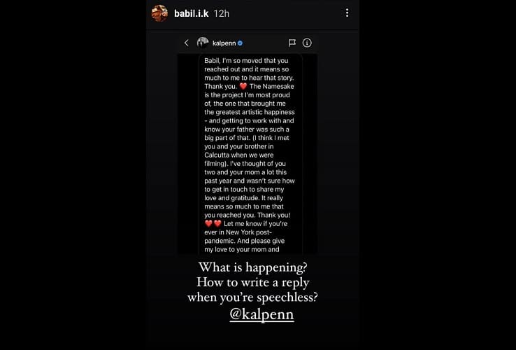 Babil shared Kal Penn’s message to him about Irrfan (Photo: Babil/Instagram)