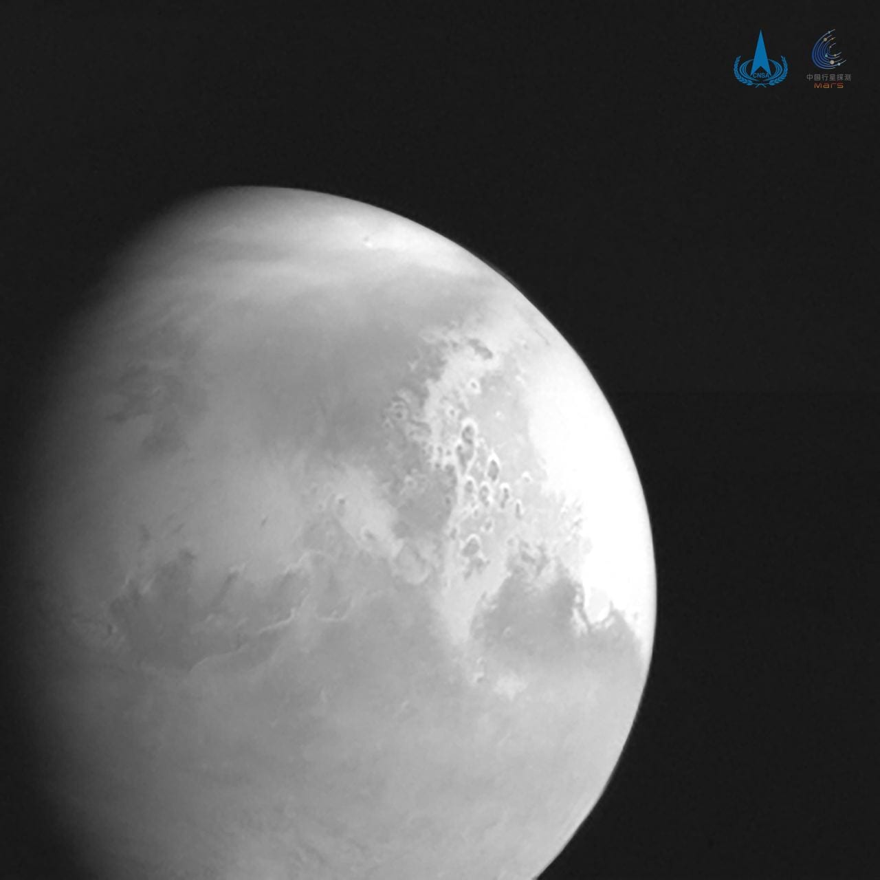 China's space probe has sent back its first image of Mars and is scheduled to touch down on the Red Planet later this year. Image Courtesy: China National Space Administration