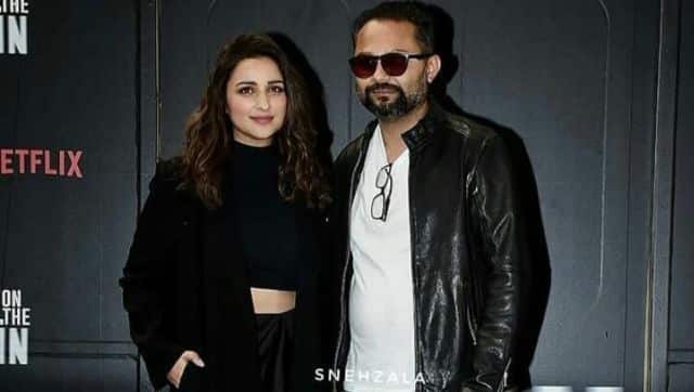 Chopra and Dasgupta at the film’s press event. Twitter @Parineeti___FC