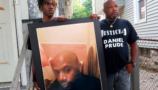 File image of Daniel Prude’s nephew Armin and his uncle Joe protesting against the police in Rochester. AP
