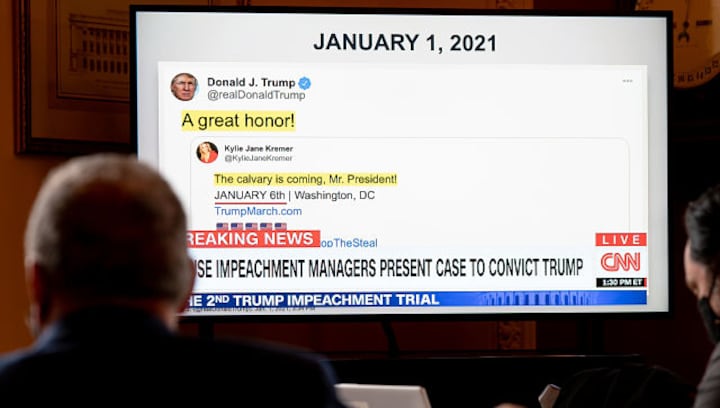 Donald Trump's tweets take centre stage on second day of Senate impeachment trial