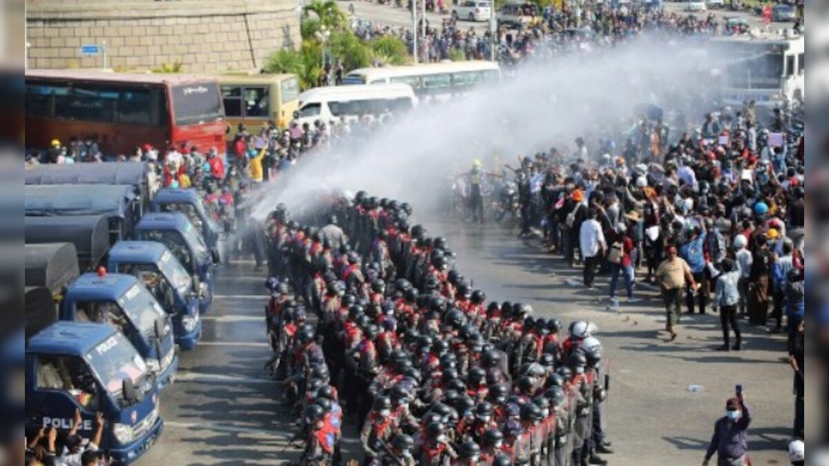 Protests swell in Myanmar week after military coup; police uses water cannon on protester