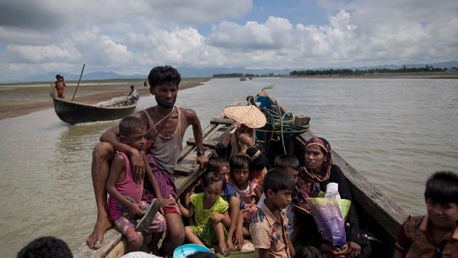 File image of Rohingya refugees who fled ethnic violence in Myanmar’s Rakhine state arriving in Shahparirdwip in Bangladesh. AP