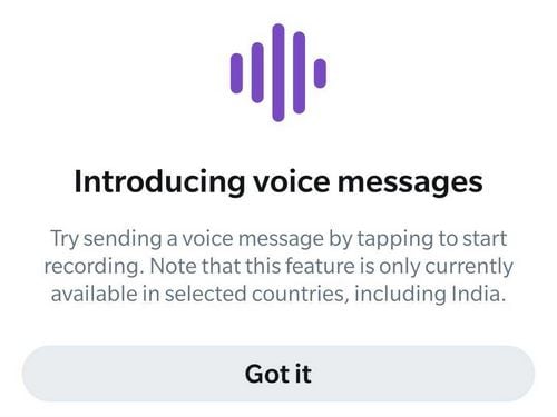 Voice DM feature is now available for a few users in India. 