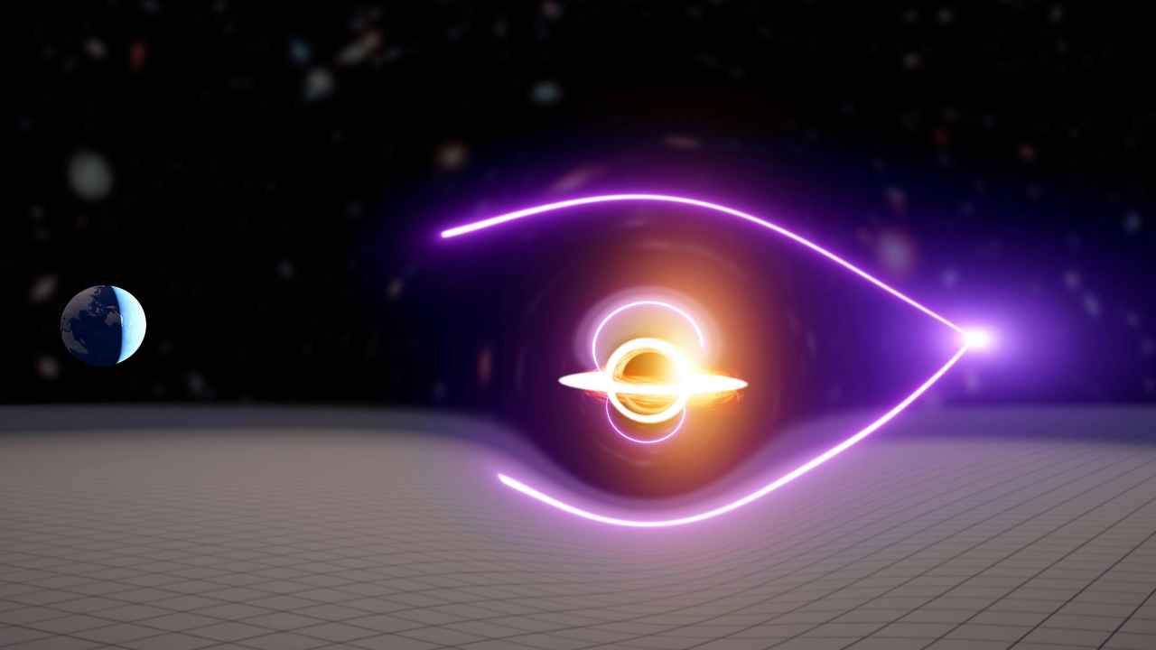 The new black hole was found through the detection of a gravitationally lensed gamma-ray burst. Credit: Artist impression: Carl Knox, OzGrav