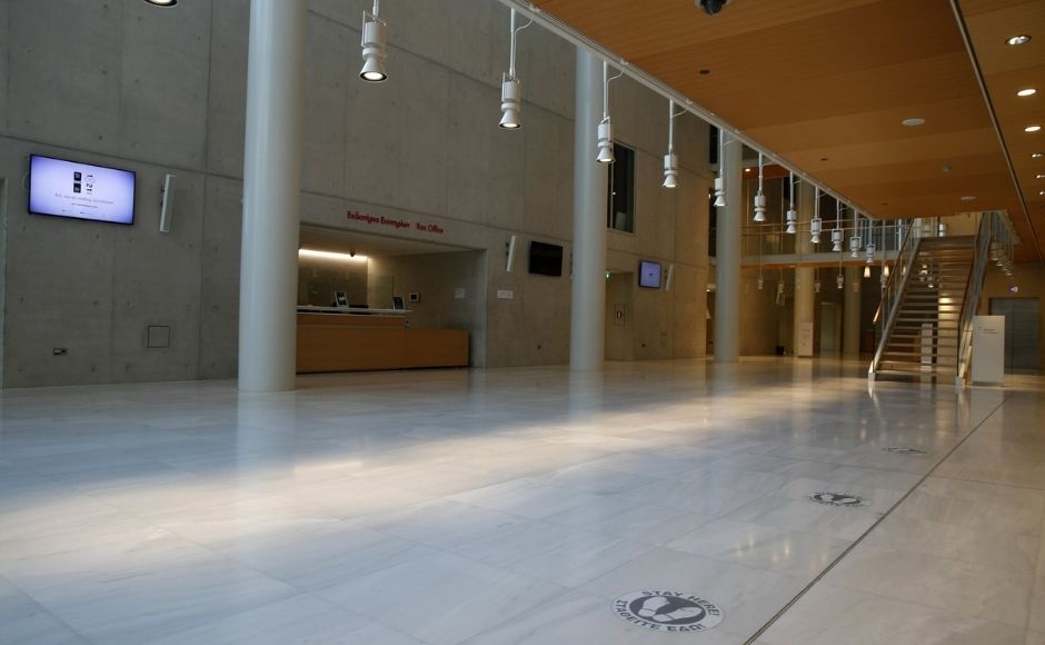 Actors and singers working on the production of 'Despo' wore masks during most rehearsals, many driven by a stubborn resolve, Bogri said. In the picture: A view of the foyer of the Greek National Opera ahead of the video recording of 'Despo-Greek Dances' Opera and dance performance in Athens, on Saturday, 6 March, 2021. Photo via The Associated Press/Thanassis Stavrakis Actors and singers working on the production of 'Despo' wore masks during most rehearsals, many driven by a stubborn resolve, Bogri said. In the picture: A view of the foyer of the Greek National Opera ahead of the video recording of 'Despo-Greek Dances' Opera and dance performance in Athens, on Saturday, 6 March, 2021. Photo via The Associated Press/Thanassis Stavrakis