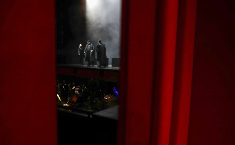 In the picture: Singers and the orchestra of the Greek National Opera perform during the video recording of 'Despo-Greek Dances' Opera and dance performance in Athens, on Saturday, 6 March, 2021. Photo via The Associated Press/Thanassis Stavrakis In the picture: Singers and the orchestra of the Greek National Opera perform during the video recording of 'Despo-Greek Dances' Opera and dance performance in Athens, on Saturday, 6 March, 2021. Photo via The Associated Press/Thanassis Stavrakis