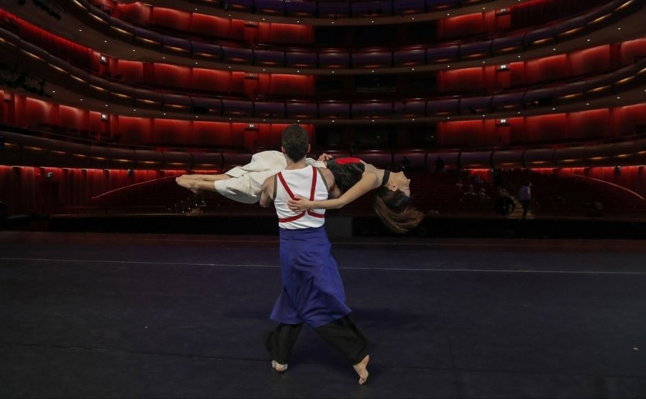 But due to the coronavirus pandemic, mezzo-soprano Artemis Bogri and her fellow singers stepped onstage in an empty theatre to perform the Greek National Opera’s new production of <em>Despo</em>, one of the events marking 200 years since the war that resulted in Greece’s independence from the Ottoman Empire and rebirth as a nation. In the picture: Elton Dimrochi holding Elpida Skourou, dancers of the Greek National Opera Ballet, perform during a rehearsal of 'Despo-Greek Dances' Opera and dance performance in Athens, on Friday, 26 February, 2021. Photo via The Associated Press/Thanassis Stavrakis But due to the coronavirus pandemic, mezzo-soprano Artemis Bogri and her fellow singers stepped onstage in an empty theatre to perform the Greek National Opera’s new production of <em>Despo</em>, one of the events marking 200 years since the war that resulted in Greece’s independence from the Ottoman Empire and rebirth as a nation. In the picture: Elton Dimrochi holding Elpida Skourou, dancers of the Greek National Opera Ballet, perform during a rehearsal of 'Despo-Greek Dances' Opera and dance performance in Athens, on Friday, 26 February, 2021. Photo via The Associated Press/Thanassis Stavrakis