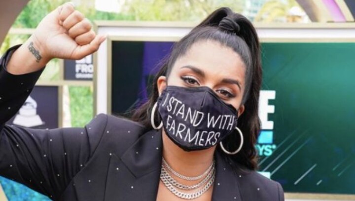 Grammy Awards 2021: Lilly Singh wears 'I stand with farmers' mask at event's red carpet