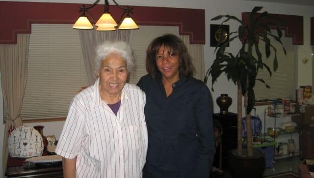 The author, right, with El Saadawi. Photo via The Conversation/Adele Newson-Horst