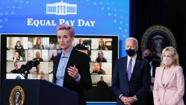 US women's football stars Megan Rapinoe, Margaret Purce join President Joe Biden to promote closing pay gap