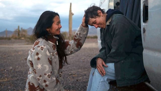 Chloe Zhao and Frances McDormand on the sets of Nomadland