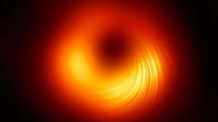 Astronomers capture image of the magnetic field around M87's black hole