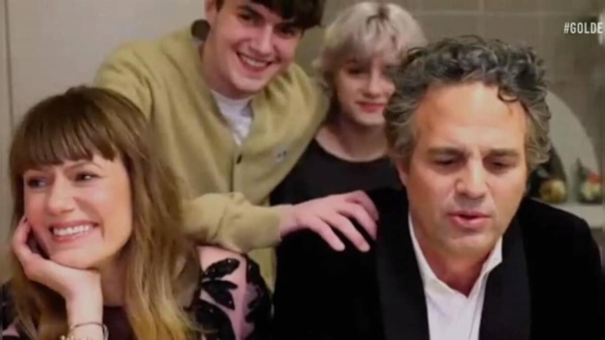 Watch: Mark Ruffalo's kids crash his Zoom call as he accepts best actor Golden Globe award