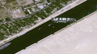 Ship stuck in Suez Canal ‘partially refloated’; efforts on to dislodge bow, claims report