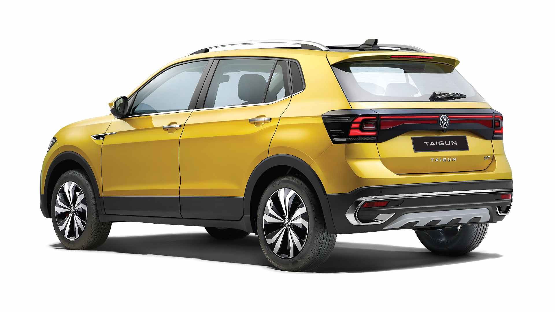 Full-width LED tail-lights (encased in a black finish) aim to make the Taigun look wider than it is. Image: Volkswagen
