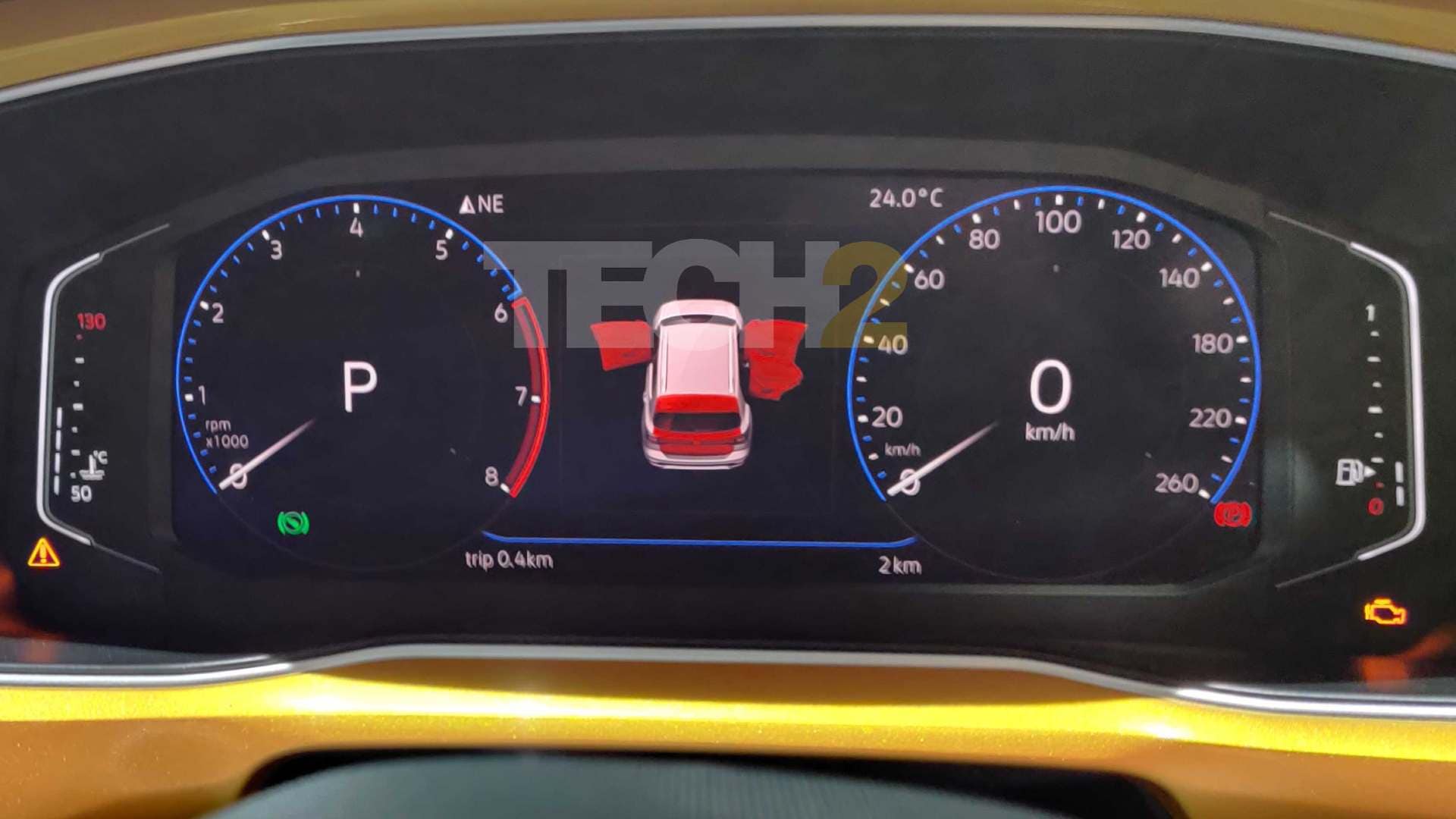 One key differentiator for the Volkswagen Taigun over the Skoda Kushaq will be its full digital instruments display. Image: Tech2