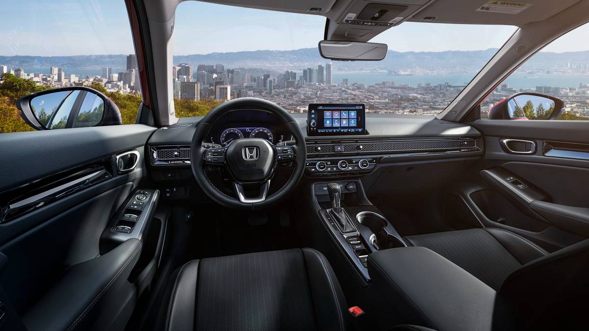 The 2022 Honda Civic sports a twin-screen setup on the inside. Image: Honda