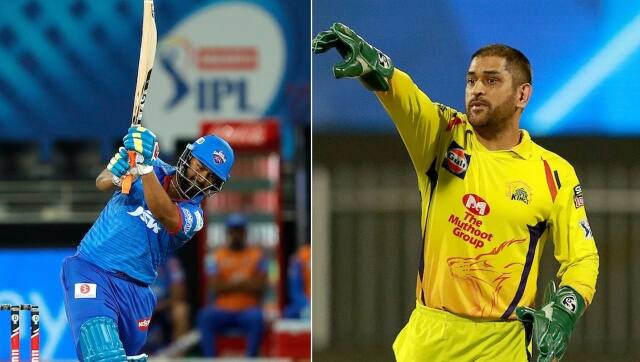 File image of CSK skipper MS Dhoni (right) and DC skipper Rishabh Pant. Sportzpics 