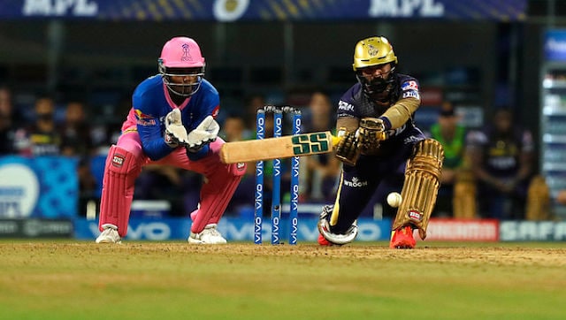 RR bowlers never let KKR batsmen score freely. Sportzpics 