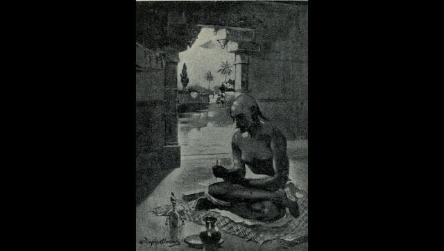 An artist's imagination of Kalidasa composing his poem, Meghaduta. Image via Wikimedia Commons