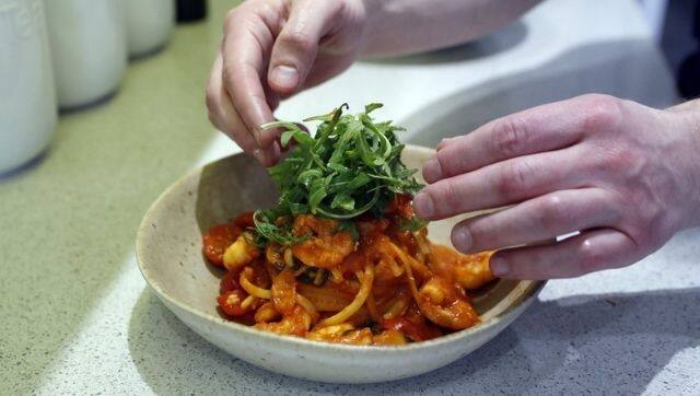 Jon Watts' prawn linguini. Image via The Associated Press