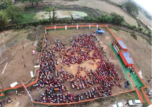 Panoramic shot of Assam chief minister Sarbananda Sonowal’s rally at Meherpur, Silchar on Tuesday. 