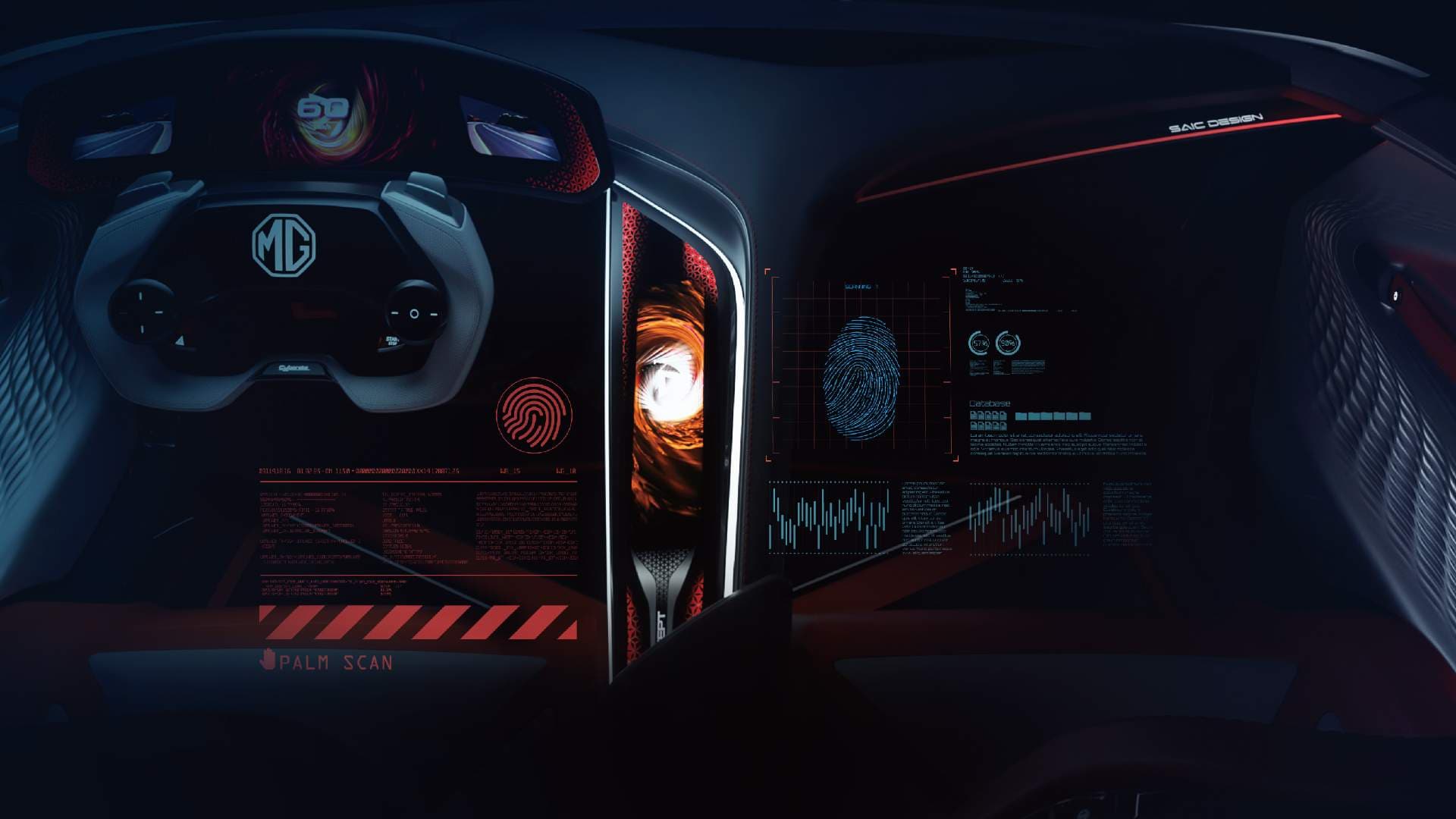 The MG Cyberster has a gaming-themed interior - which will, of course, be watered down for the production model. Image: MG