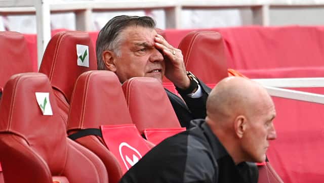 West Bromwich Albion's manager Sam Allardyce reacts during their Premier League match against Arsenal. AP