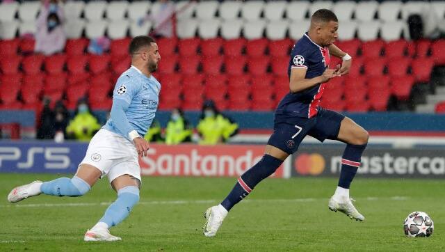 Kylian Mbappe in action against Manchester City. AP