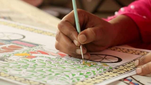 Work in progress: A Madhubani painting 