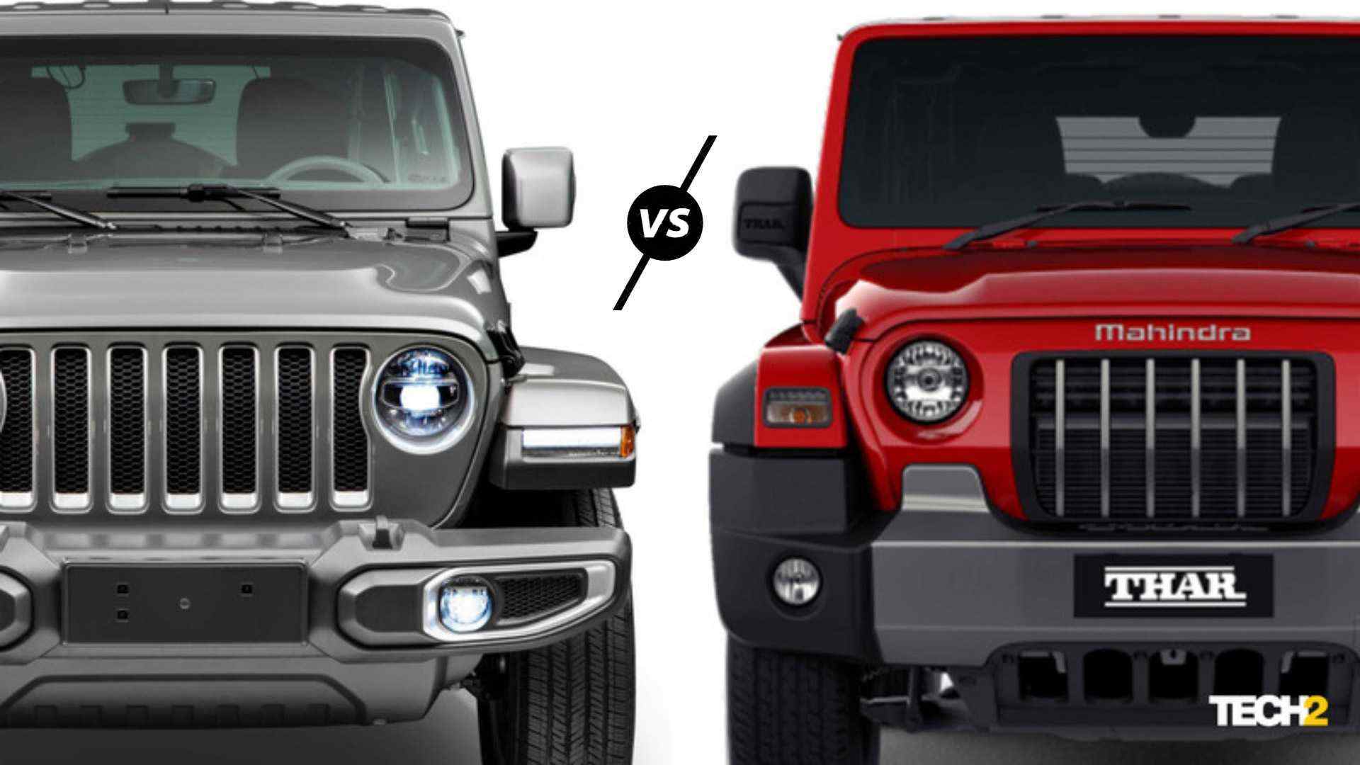 There's no denying the visual link between the second-gen Mahindra Thar and the current Jeep Wrangler. Image: Tech2/Amaan Ahmed
