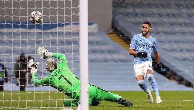 Riyad Mahrez scored in each half to seal the second leg semi-final against PSG. Image: AP
